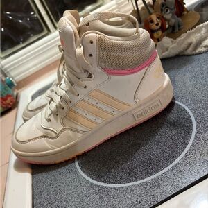 Adidas Cream and Pink High-Top Sneakers